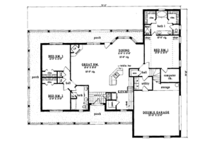 Floor Plan - Main Floor for Country House Plan #42-178 - 3 bed, 2 bath