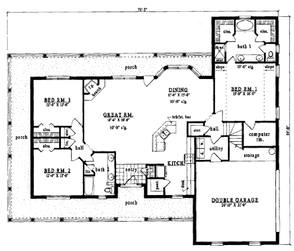 Country Floor Plan - Main Floor Plan #42-178