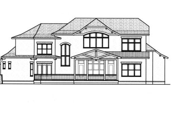 Exterior - Rear Elevation for European House Plan #413-823 - 4 bed, 3.5 bath