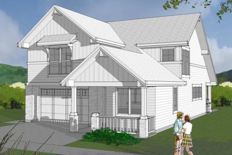 Architectural House Design - Craftsman Exterior - Front Elevation Plan #48-483
