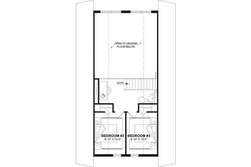 House Design - Floor Plan - Upper Floor for Cottage House Plan #23-2898 - 3 bed, 2 bath