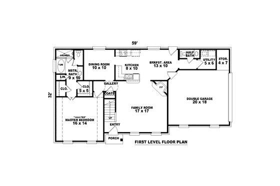 Floor Plan - Main Floor for Traditional House Plan #81-13625 - 3 bed, 2.5 bath