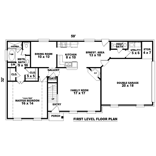 Floor Plan - Main Floor for Traditional House Plan #81-13625 - 3 bed, 2.5 bath
