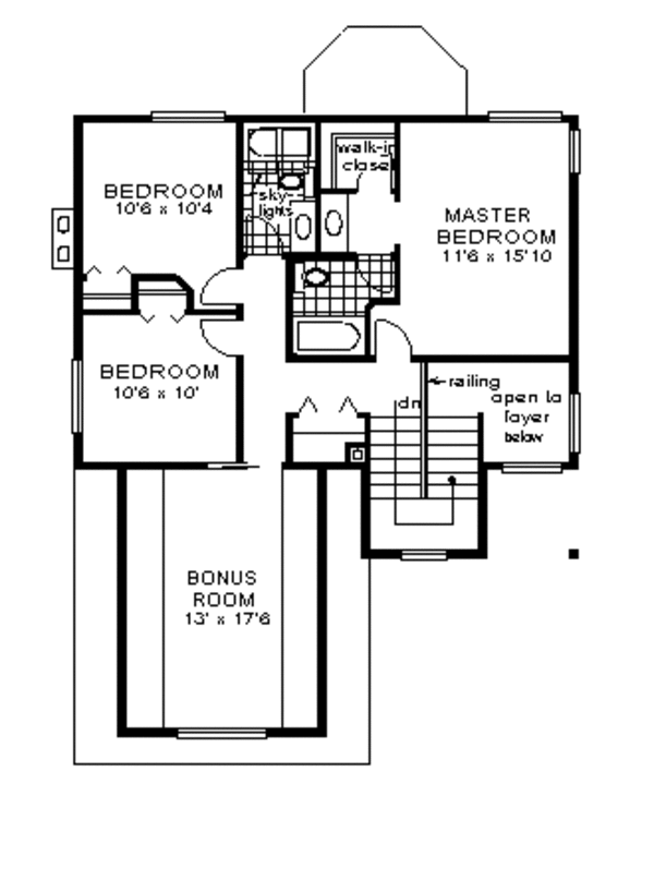 House Blueprint - European Floor Plan - Upper Floor Plan #18-204