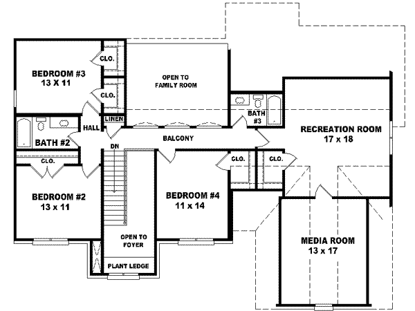 Traditional Floor Plan - Upper Floor Plan #81-542