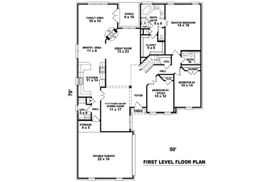 Floor Plan - Main Floor for European House Plan #81-1130 - 3 bed, 3 bath