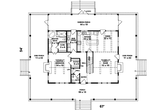 Floor Plan - Main Floor for Country House Plan #81-732 - 3 bed, 2.5 bath