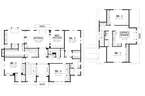 Floor Plan - Upper Floor for Colonial House Plan #48-151 - 6 bed, 5 bath
