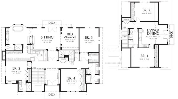 Architectural House Design - Colonial Floor Plan - Upper Floor Plan #48-151