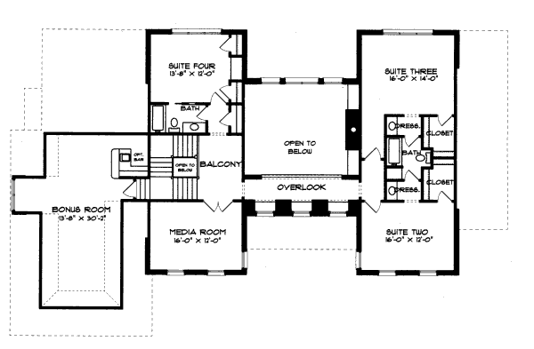 Home Plan - Colonial Floor Plan - Upper Floor Plan #413-833