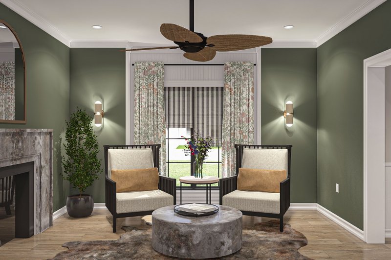House Blueprint - Interior - Family Room 1 for Modern House Plan #455-504 - 4 bed, 4 bath