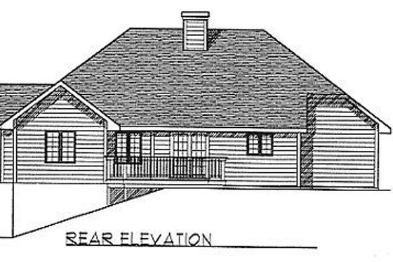 Exterior - Rear Elevation for Traditional House Plan #70-143 - 2 bed, 2 bath