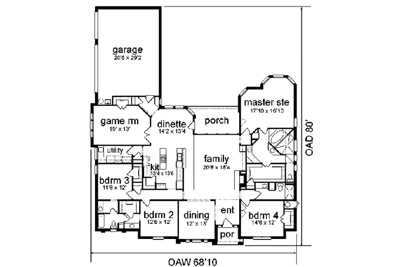 Home Plan - Floor Plan - Main Floor for European House Plan #84-151 - 4 bed, 3 bath