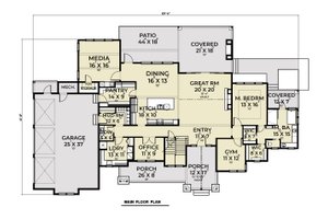 Floor Plan - Main Floor for Farmhouse House Plan #1070-209 - 4 bed, 4 bath