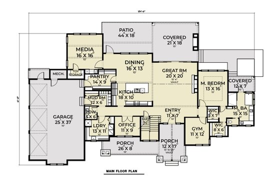 Floor Plan - Main Floor for Farmhouse House Plan #1070-209 - 4 bed, 4 bath