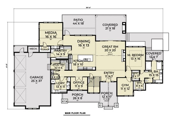 Dream House Plan - Farmhouse Floor Plan - Main Floor Plan #1070-209