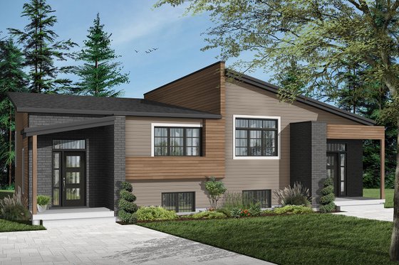 Exterior - Front Elevation 4 for Modern House Plan #23-2673 - 6 bed, 4 bath