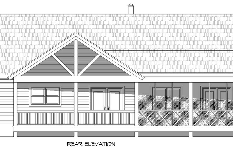 House Design - Exterior - Rear Elevation for Southern House Plan #932-820 - 2 bed, 2 bath