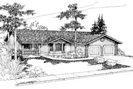 Exterior - Front Elevation for Ranch House Plan #303-293 - 3 bed, 2 bath