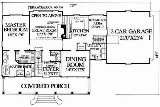 Floor Plan - Main Floor for Country House Plan #137-109 - 3 bed, 2 bath