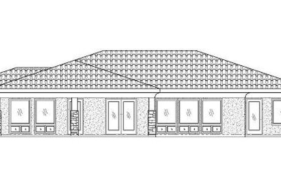 Exterior - Rear Elevation for Adobe / Southwestern House Plan #24-285 - 4 bed, 2 bath