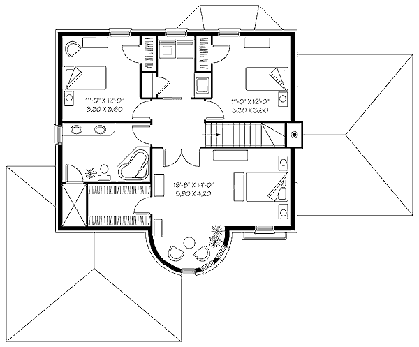European Floor Plan - Upper Floor Plan #23-367