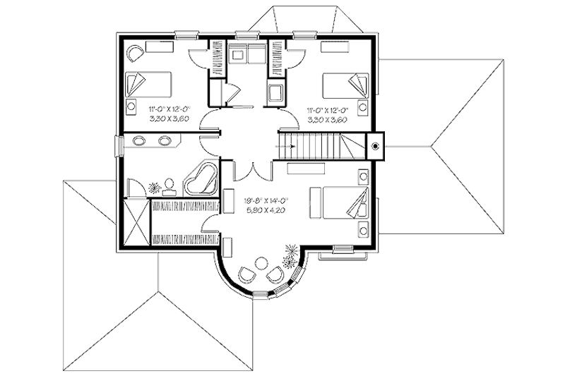 Dream House Plan - Floor Plan - Upper Floor for European House Plan #23-367 - 3 bed, 2 bath