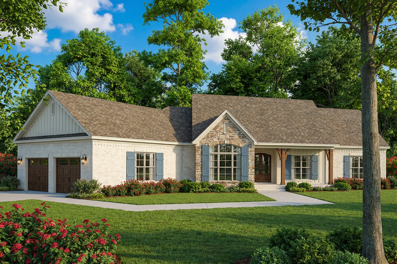 Country Style House Plan - 3 Beds 2.5 Baths 2279 Sq/Ft Plan #17-2555 Exterior