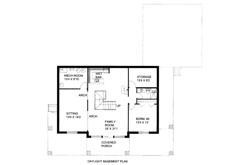 Home Plan - Floor Plan - Lower Floor for Bungalow House Plan #117-635 - 2 bed, 2 bath