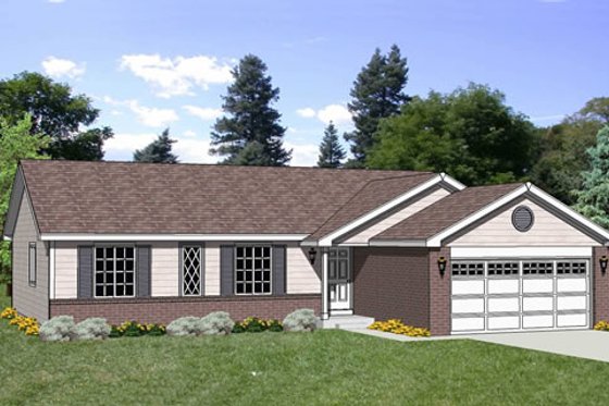 Exterior - Front Elevation for Ranch House Plan #116-245 - 4 bed, 2 bath
