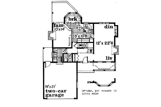 Floor Plan - Main Floor for Traditional House Plan #47-407 - 3 bed, 2.5 bath