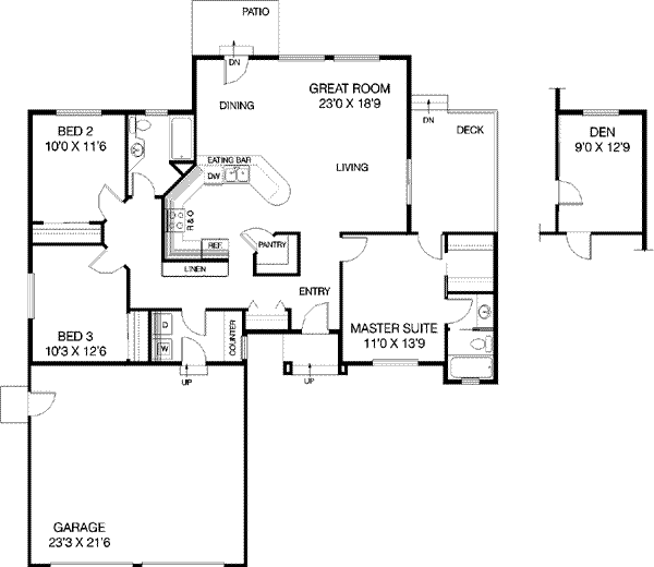 Ranch Floor Plan - Main Floor Plan #60-483