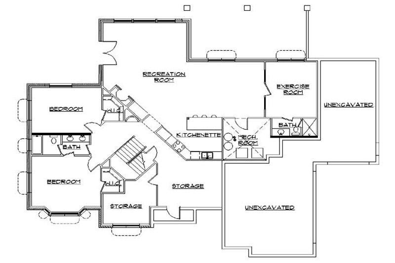 Home Plan - Floor Plan - Lower Floor for Traditional House Plan #5-285 - 4 bed, 4 bath