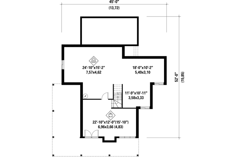 Dream House Plan - Floor Plan - Lower Floor for Cabin House Plan #25-4575 - 3 bed, 1 bath