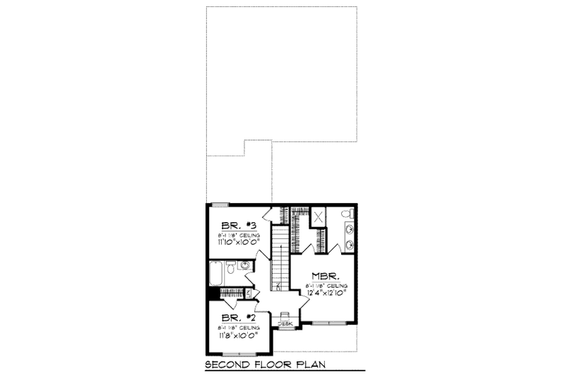Home Plan - Floor Plan - Upper Floor for Bungalow House Plan #70-966 - 3 bed, 2.5 bath