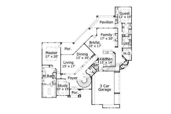 Floor Plan - Main Floor for Mediterranean House Plan #411-242 - 5 bed, 5 bath