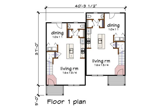 Floor Plan - Main Floor for Craftsman House Plan #79-372 - 3 bed, 2.5 bath