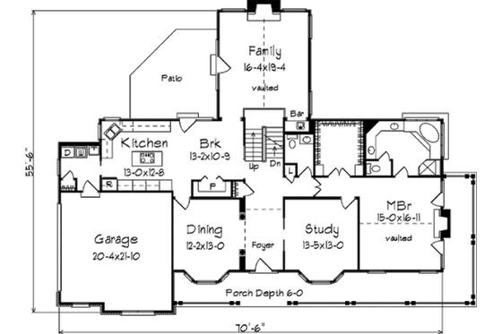 Floor Plan - Main Floor for Farmhouse House Plan #57-135 - 5 bed, 3.5 bath