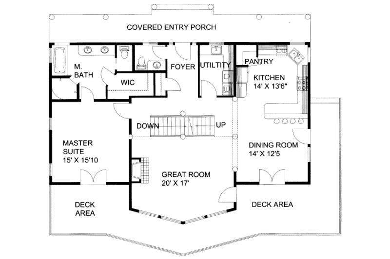 House Design - Floor Plan - Main Floor for Bungalow House Plan #117-733 - 3 bed, 2.5 bath
