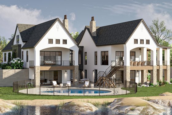 Exterior - Rear Elevation 1 for European House Plan #455-361 - 1 bed, 1.5 bath