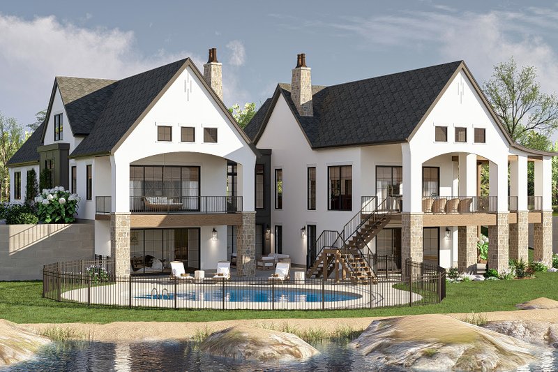 Dream House Plan - Exterior - Rear Elevation 1 for European House Plan #455-361 - 1 bed, 1.5 bath