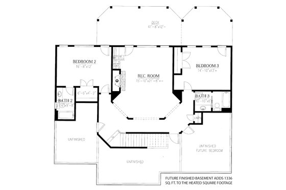 Floor Plan - Lower Floor for Cottage House Plan #437-107 - 3 bed, 3.5 bath
