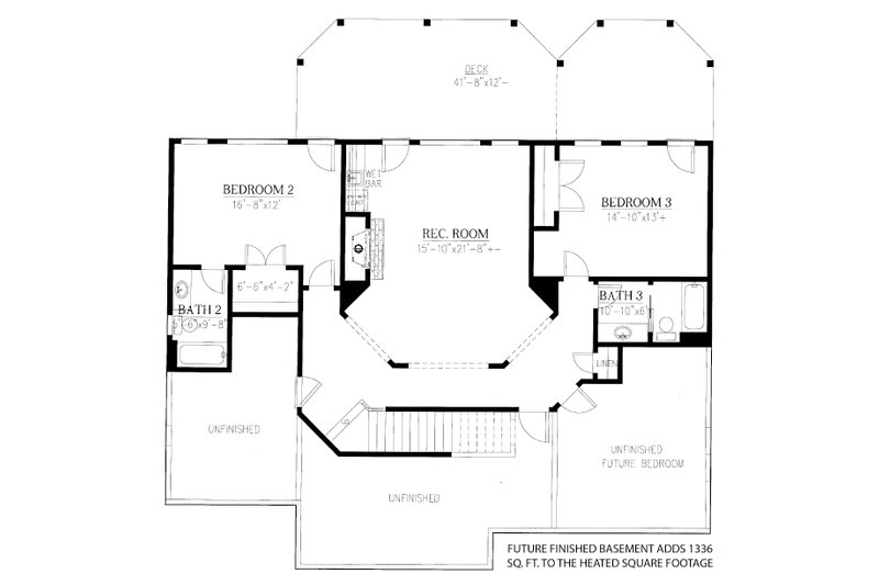 Architectural House Design - Floor Plan - Lower Floor for Cottage House Plan #437-107 - 3 bed, 3.5 bath