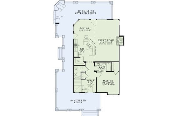 Floor Plan - Main Floor for Craftsman House Plan #17-3336 - 3 bed, 2 bath