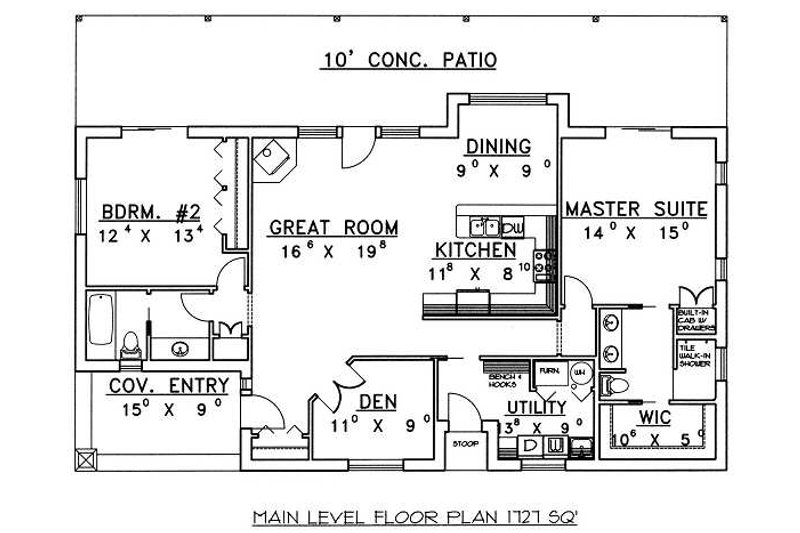 Dream House Plan - Floor Plan - Main Floor for Cabin House Plan #117-517 - 2 bed, 2 bath