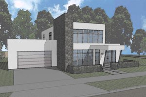 Modern style home design, front elevation