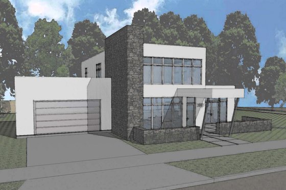 Modern style home design, front elevation