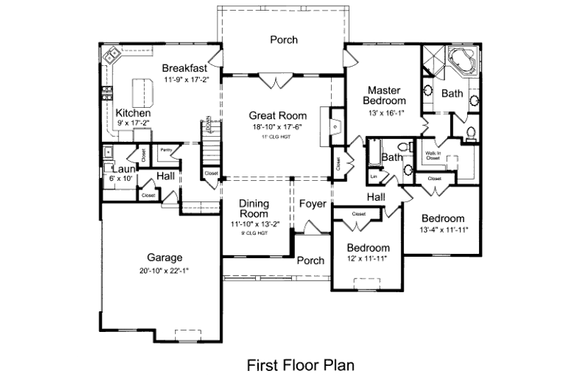 Dream House Plan - Floor Plan - Main Floor for Cottage House Plan #46-449 - 3 bed, 2 bath
