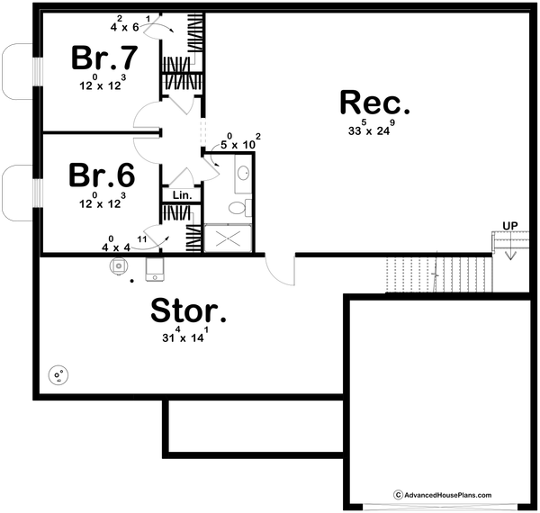 Craftsman Floor Plan - Lower Floor Plan #455-362