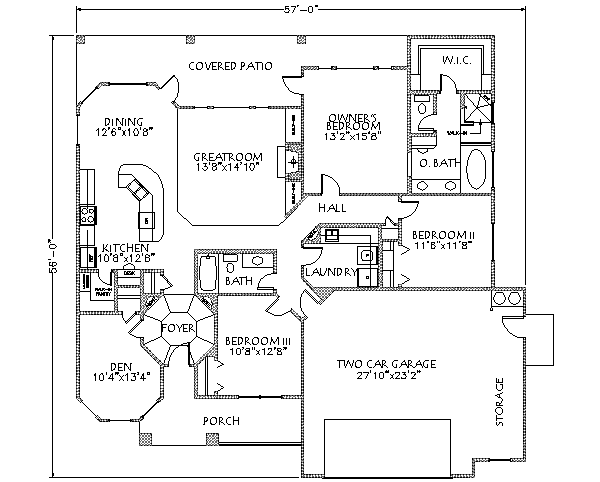 Adobe / Southwestern Style House Plan - 3 Beds 2 Baths 1843 Sq/Ft Plan ...